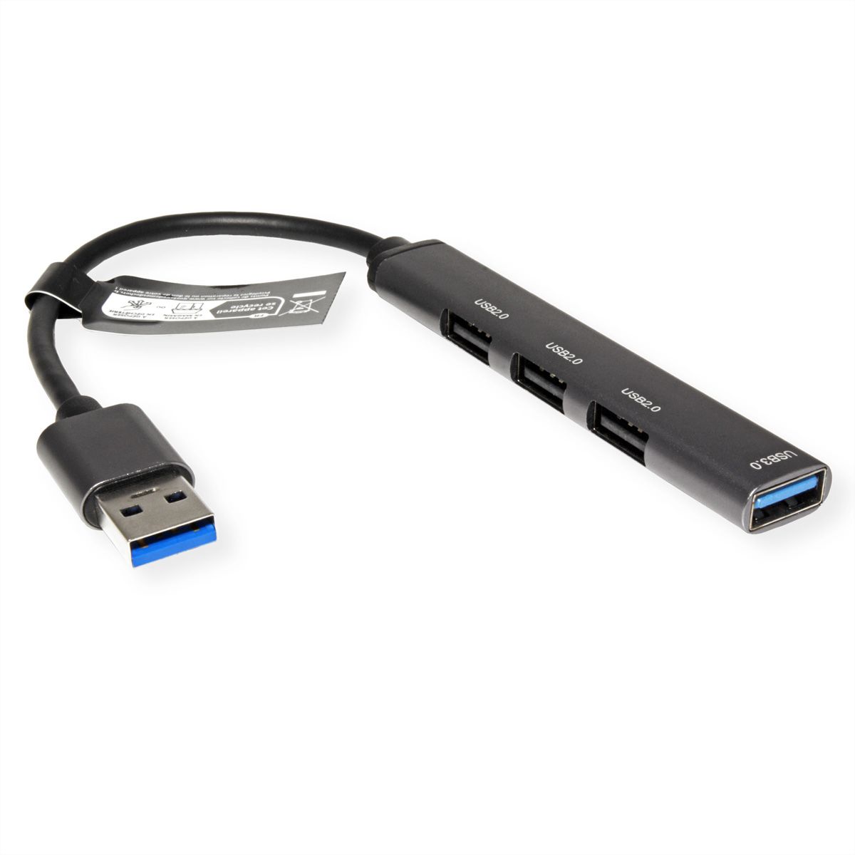 STANDARD USB 3.0 Hub, USB-A Anschluss, 4x USB-A Ports (3x USB 2.0 + 1x USB 3.2 Gen1)