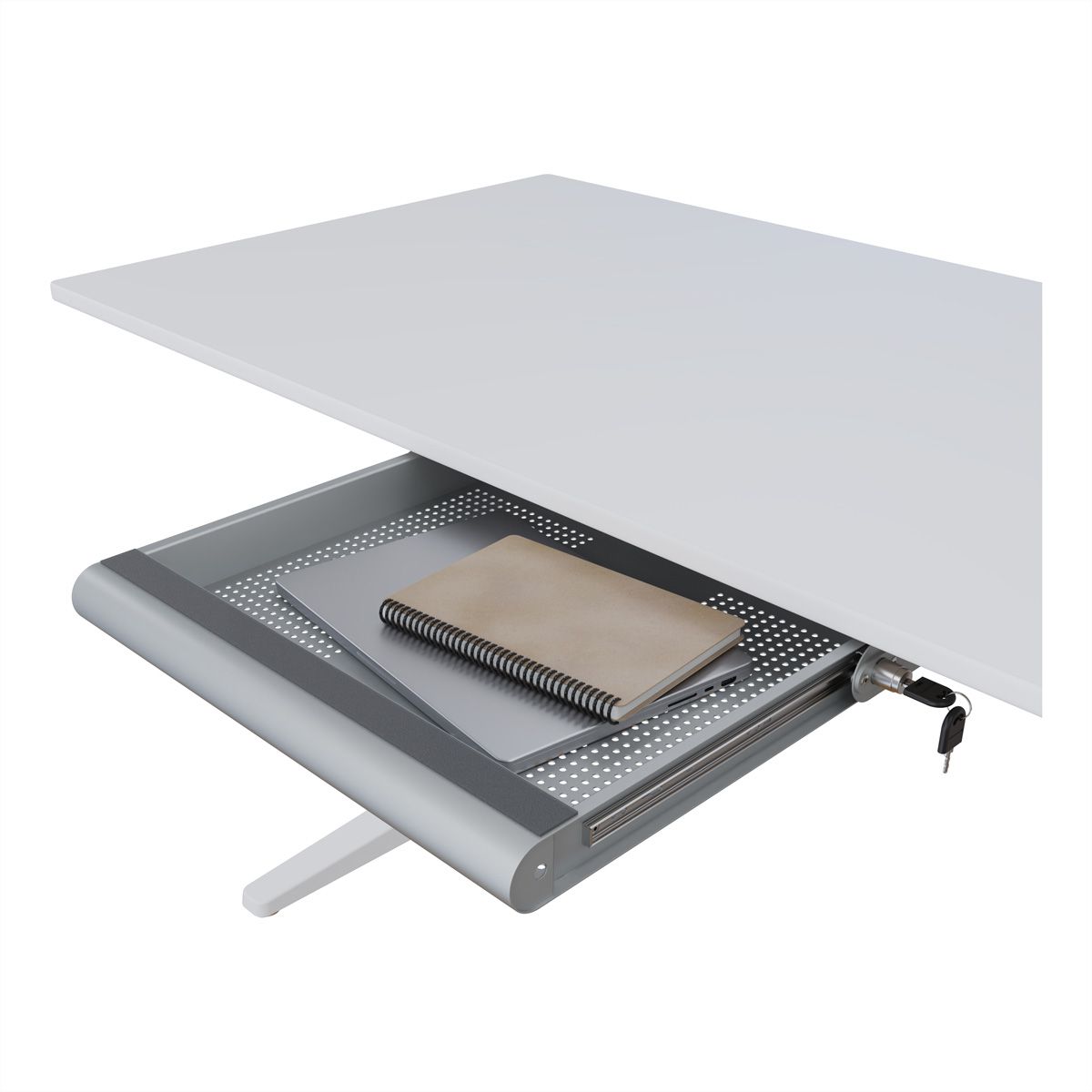 DATAFLEX Addit Laptop Sicherheits-Schublade, 622, für Laptops u.a. Geräte, silberfarben