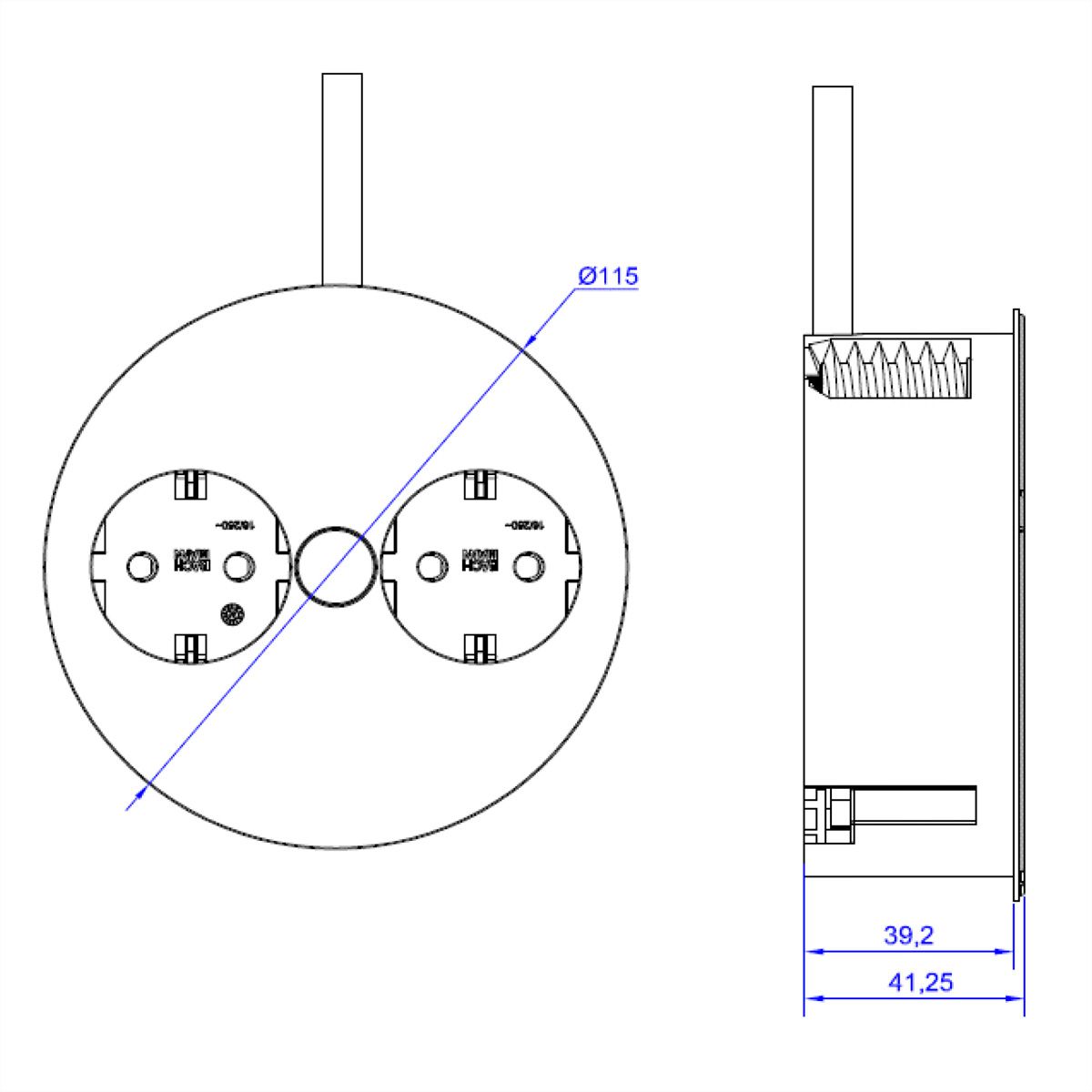 BACHMANN TWIST 2S 2x Schutzkontakt, Schutzkontakt-Montagestecker, silberfarben, 2 m