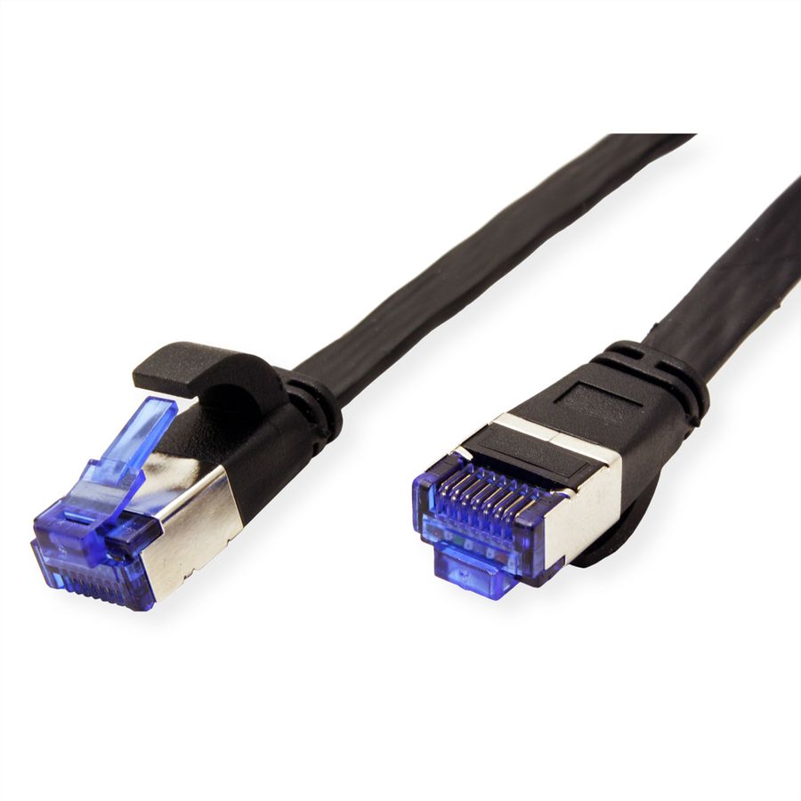 VALUE Patchkabel Cat.6A (Class EA) FTP, extra-flach, schwarz, 0,5 m