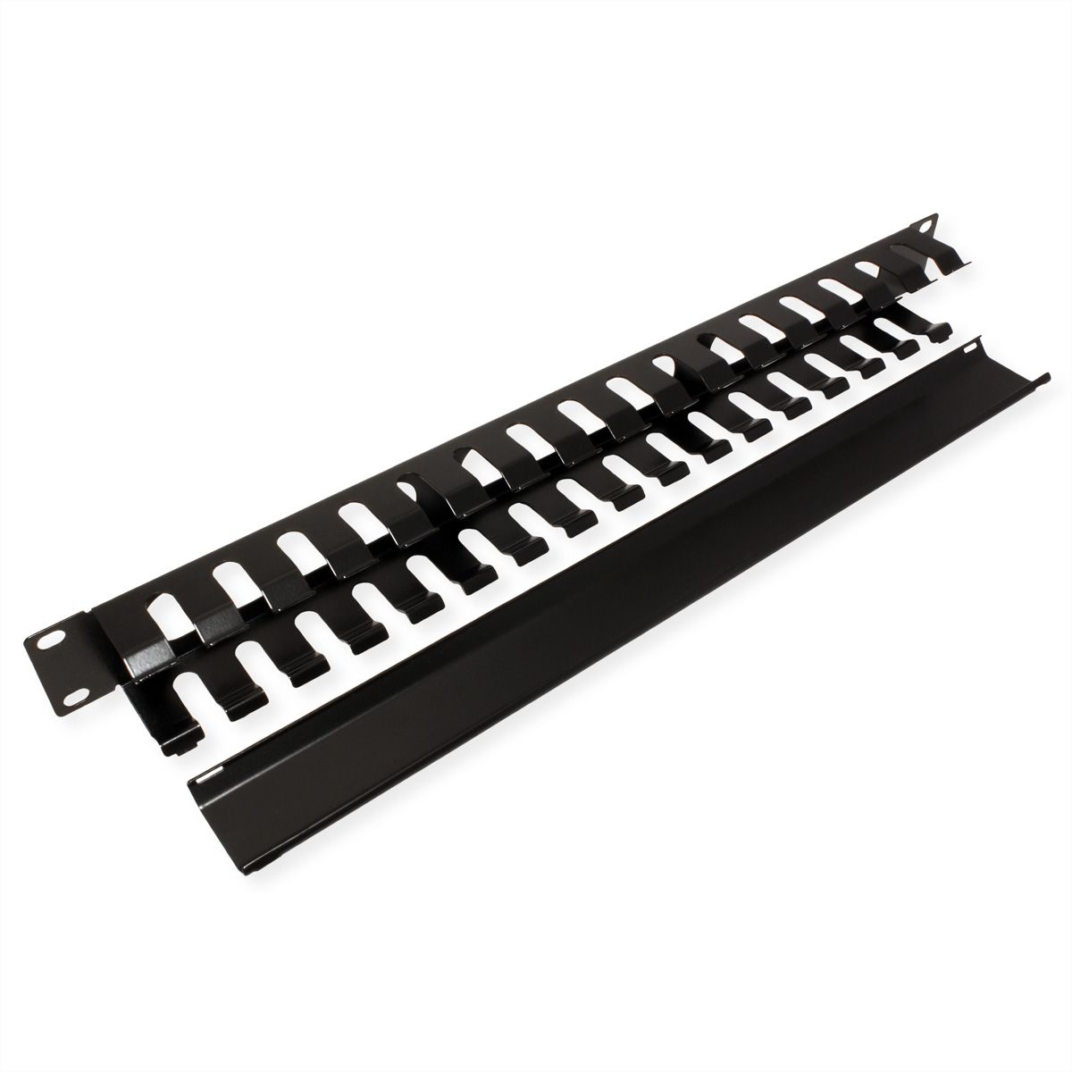 VALUE 19-Zoll-Frontplatte 1 HE mit Rangierkanal 40 x 40 mm, schwarz