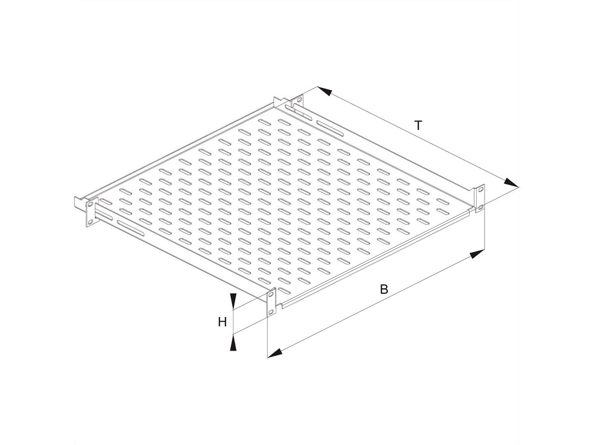 CONTEG 19"-Geräteträger schwarz 1 HE, 435 x 450 mm, max. 15kg