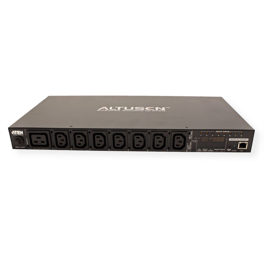 ATEN  PE6208G IP-Fernschaltsteckdose, 8 Port, 1HE, 7xC13, 1x C19 , 16A, Energiemessung