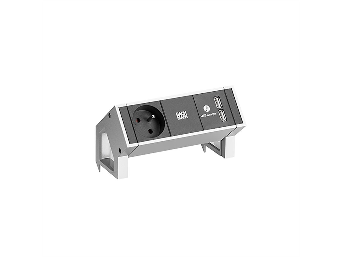 BACHMANN DESK2 1xUTE 1xUSB Charger Strom 0,2m GST18 INOX