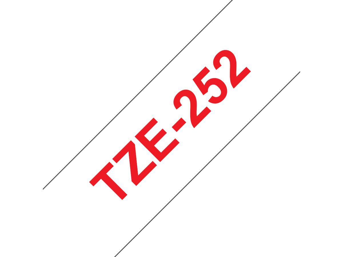 Brother TZE-252 Etiketten erstellendes Band Rot aud Weiss