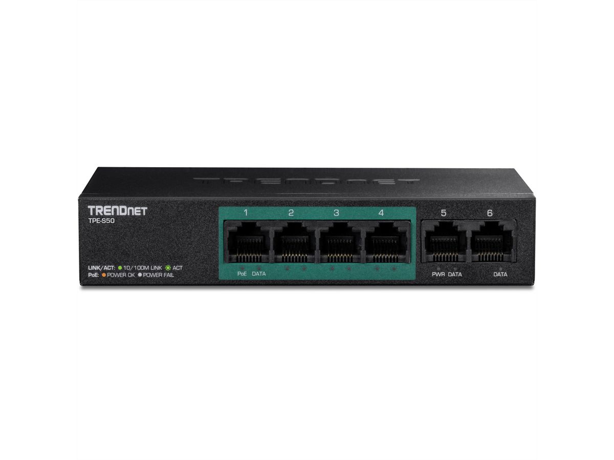 TRENDnet TPE-S50 6-Port PoE Switch 10/100Mbps 60W