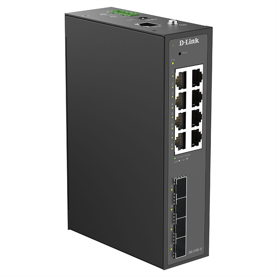 D-Link DIS-210G-12 12-Port Switch, Smart Managed Gigabit Industrial