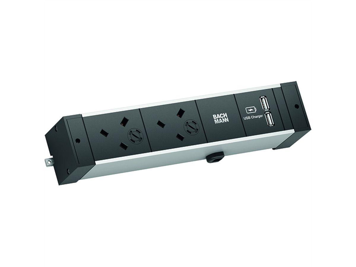 BACHMANN DESK RAIL 2xUK USB Charger, 2,0m GST18 United Kingdom