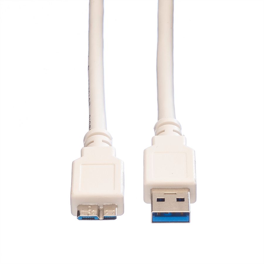 VALUE USB 3.2 Gen 1 Kabel, A ST - Micro B ST, weiß, 0,8 m