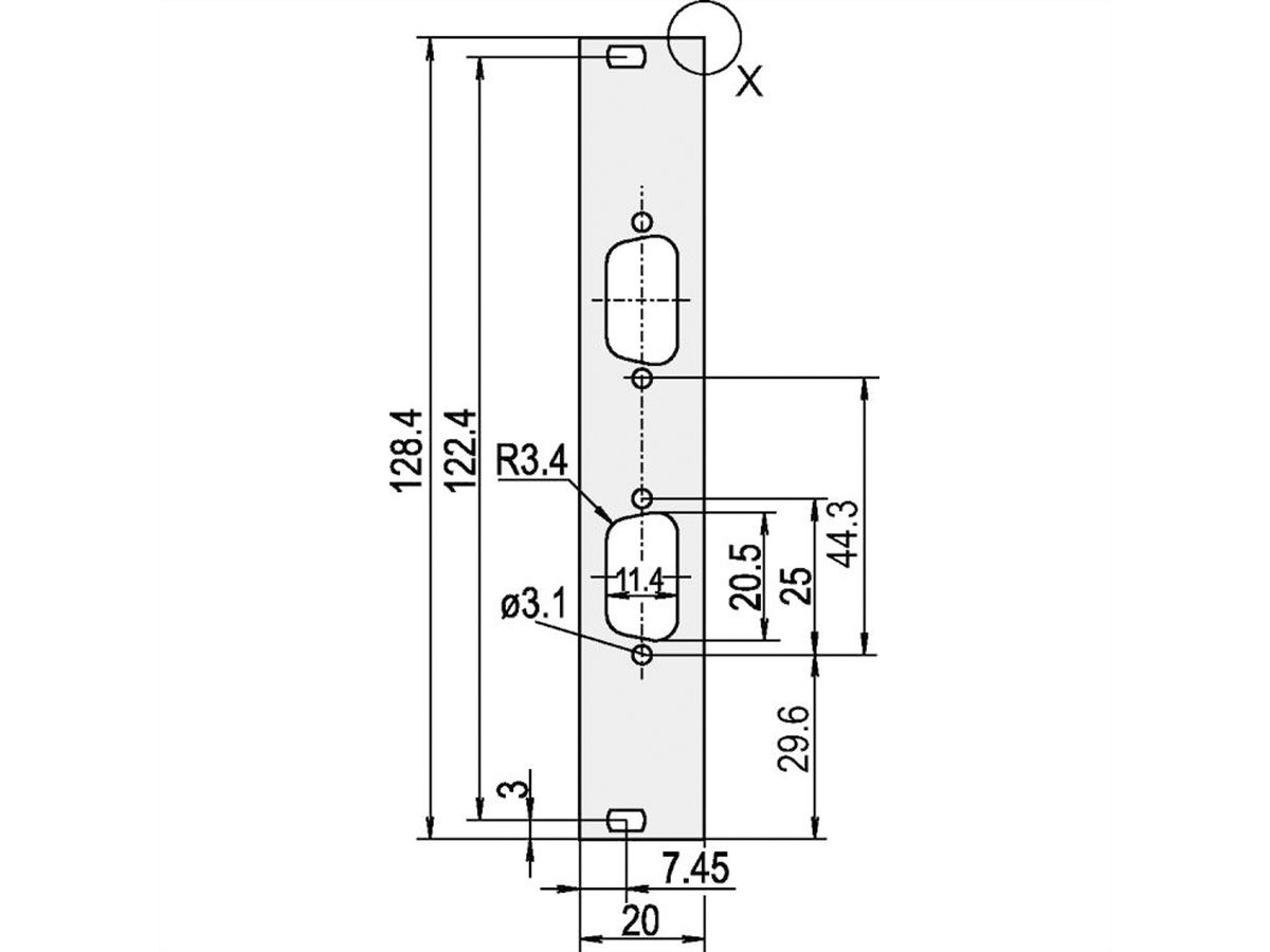 SCHROFF Frontplatten für D-Sub Steckverbinder - TEILFRPL.3HE 4TE 2X 9POL.EMC