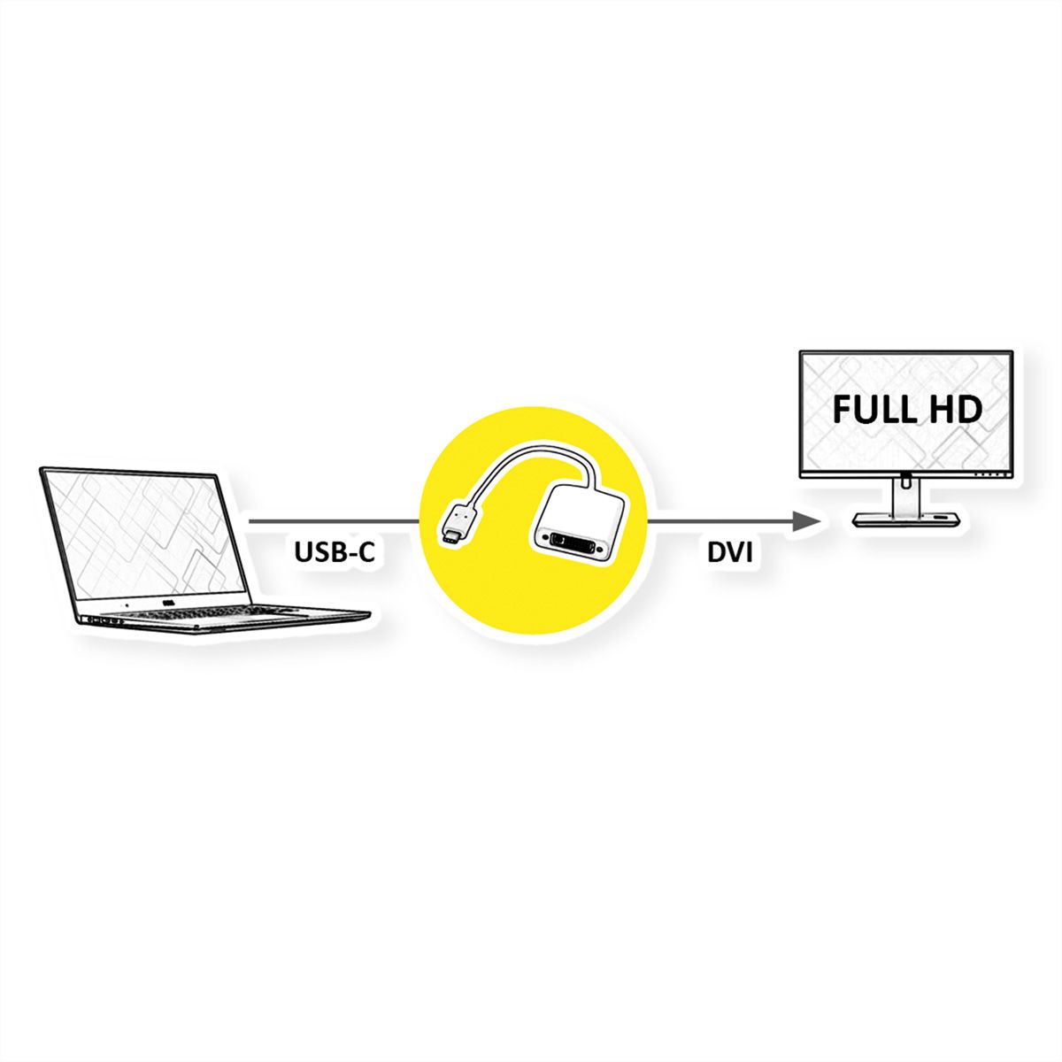 ROLINE Display Adapter USB Typ C - DVI