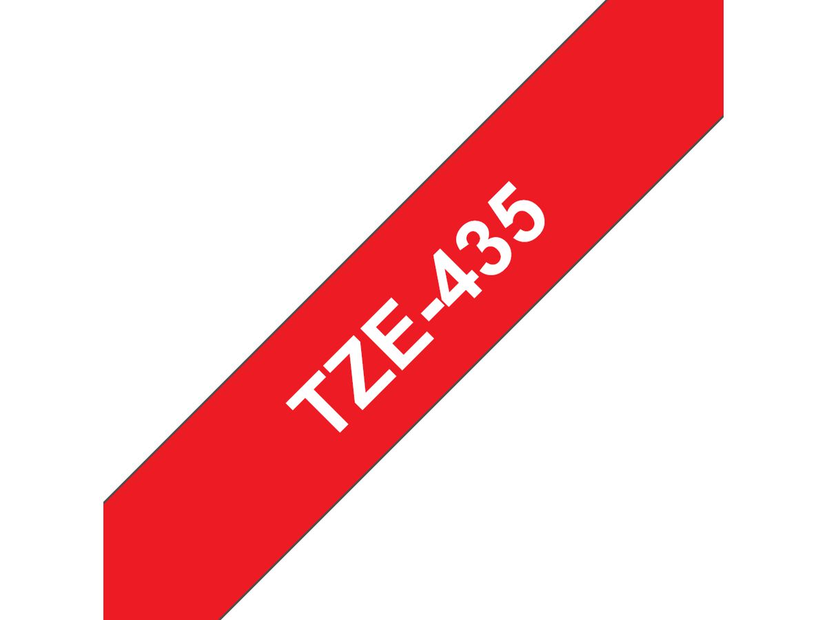 Brother TZE-435 Etiketten erstellendes Band Weiss auf Rot