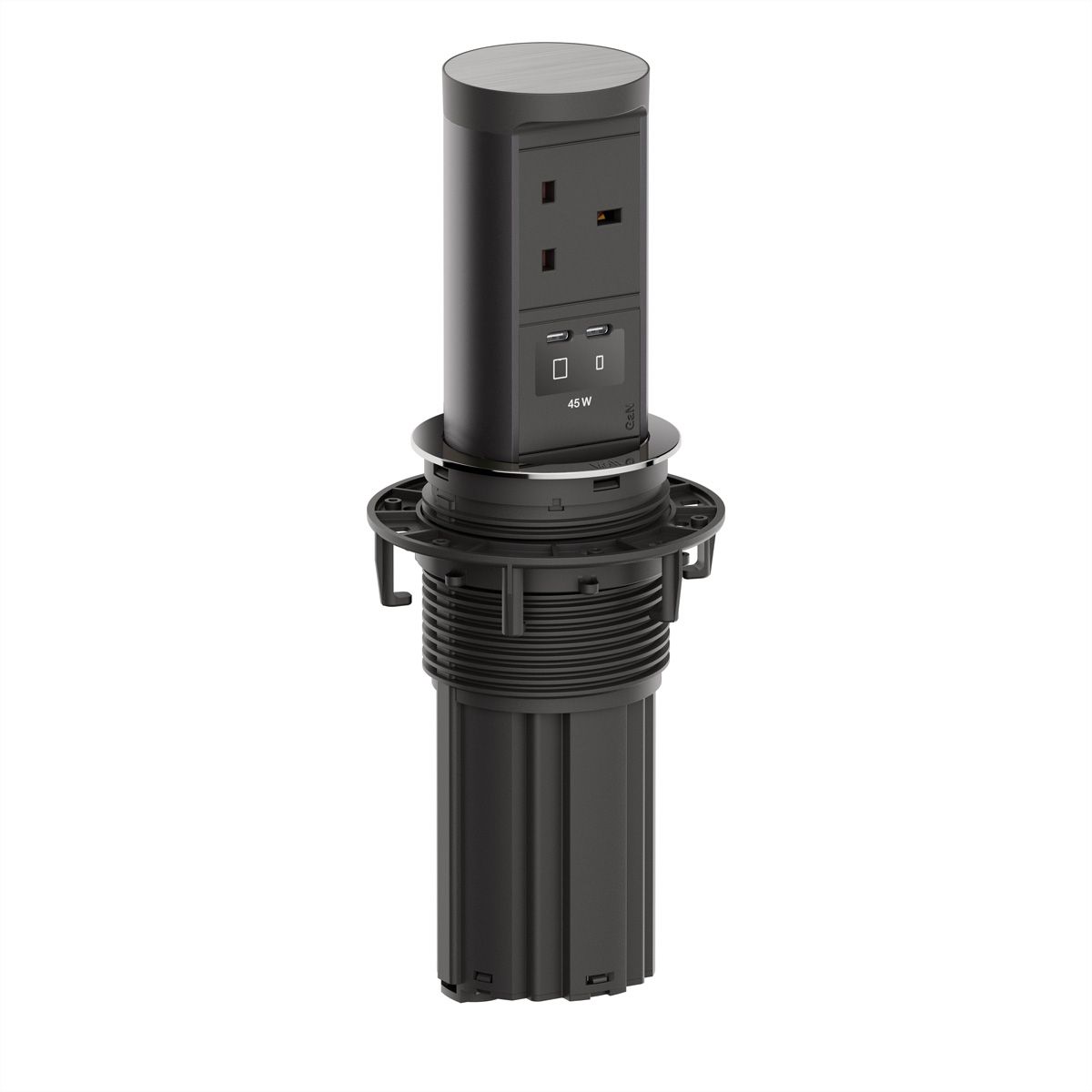 BACHMANN ELEVATOR2 1xUK 1xUSB, 1xUSB C/C 45W Edelstahl-Optik L=2m UK13A