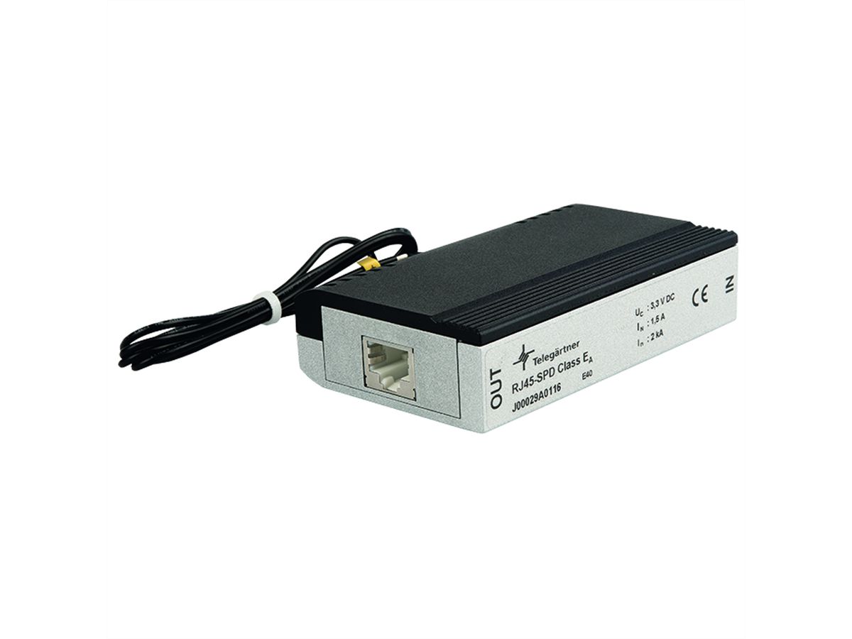 TELEGÄRTNER Überspannungsschutz RJ45-SPD Class EA, geeignet für RJ45/11/12 Stecker