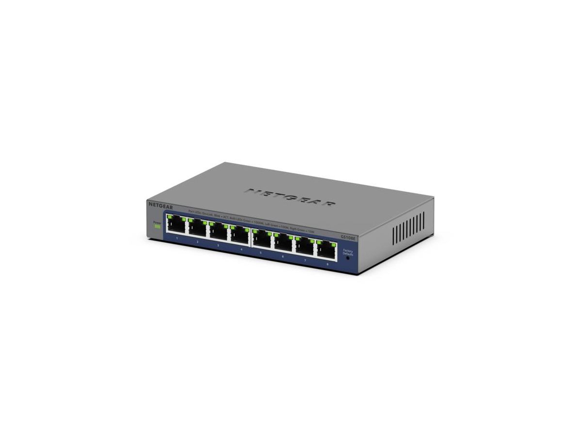 NETGEAR GS108Ev4 Unmanaged L2/L3 Gigabit Ethernet (10/100/1000) Grau