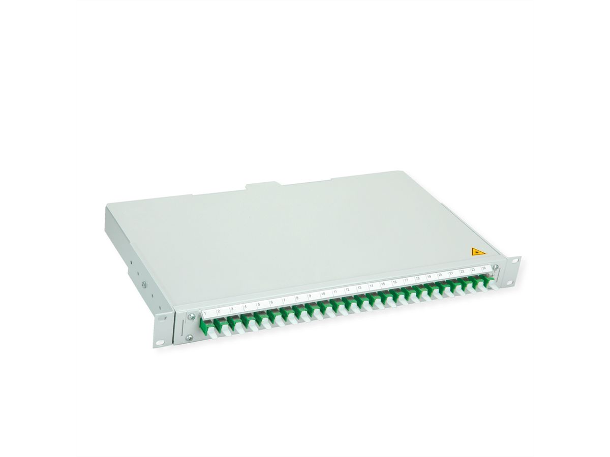 TELEGÄRTNER BASIS V LWL-Panel mit Kupplungen, 24x E2000, grün, OS2 APC