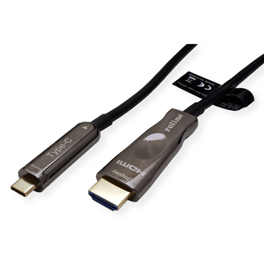 ROLINE USB Typ C - HDMI (AOC) Adapterkabel, ST/ST, 4K60, 30 m
