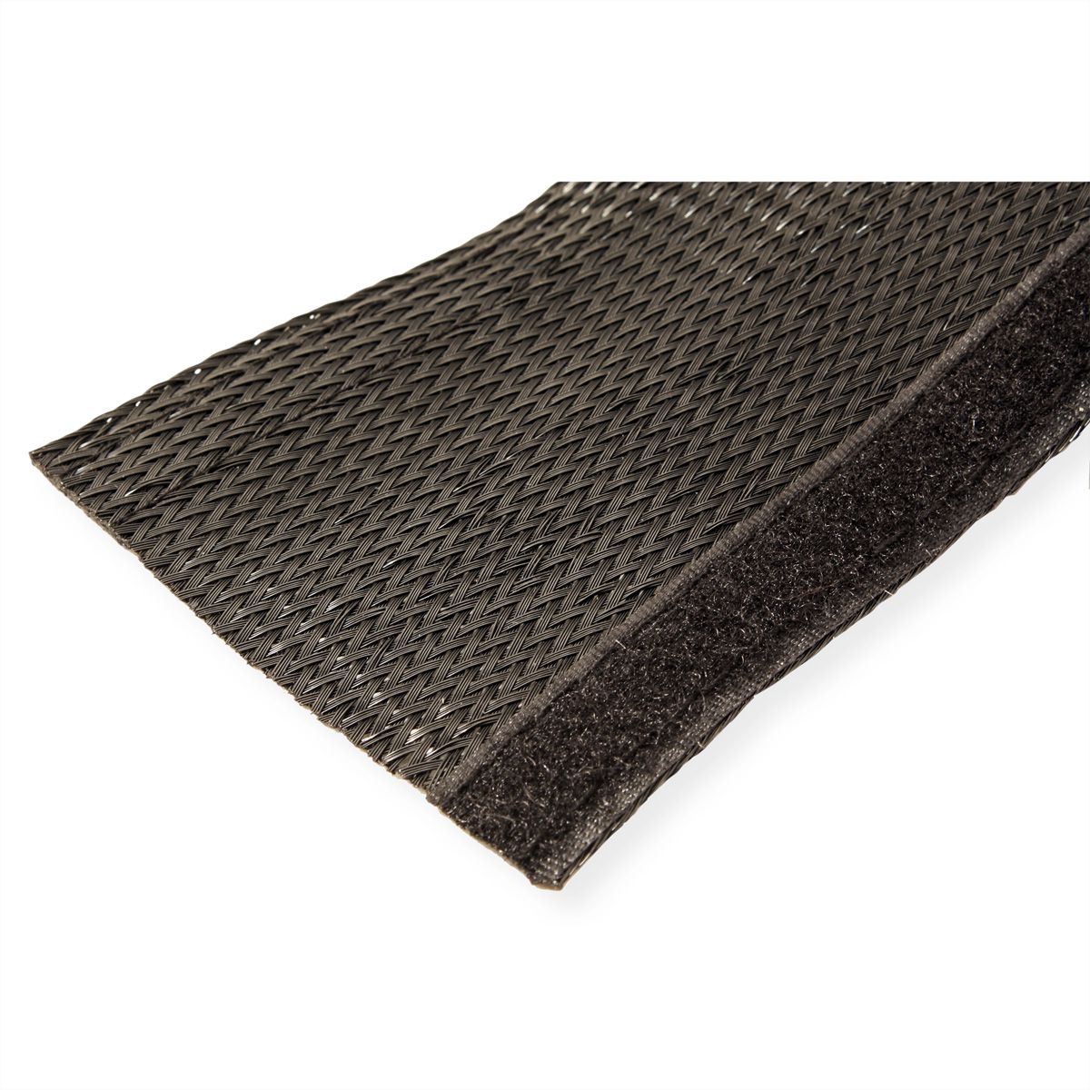 ROLINE PVC Gewebeschlauch für Kabelbündelung, mit Klettband, schwarz, 2,5 m