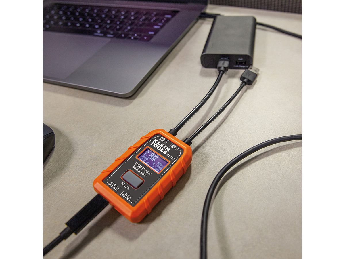 KLEIN TOOLS ET920 USB-Digitalmessgerät und -Prüfer, für USB-A und USB-C