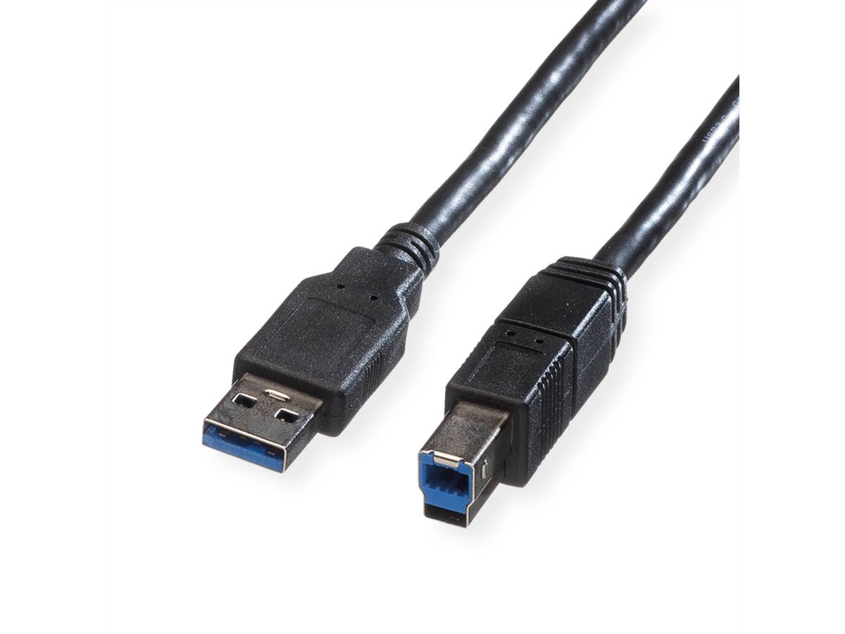 ROLINE USB 3.2 Gen 1 Kabel, Typ A-B, schwarz, 3 m