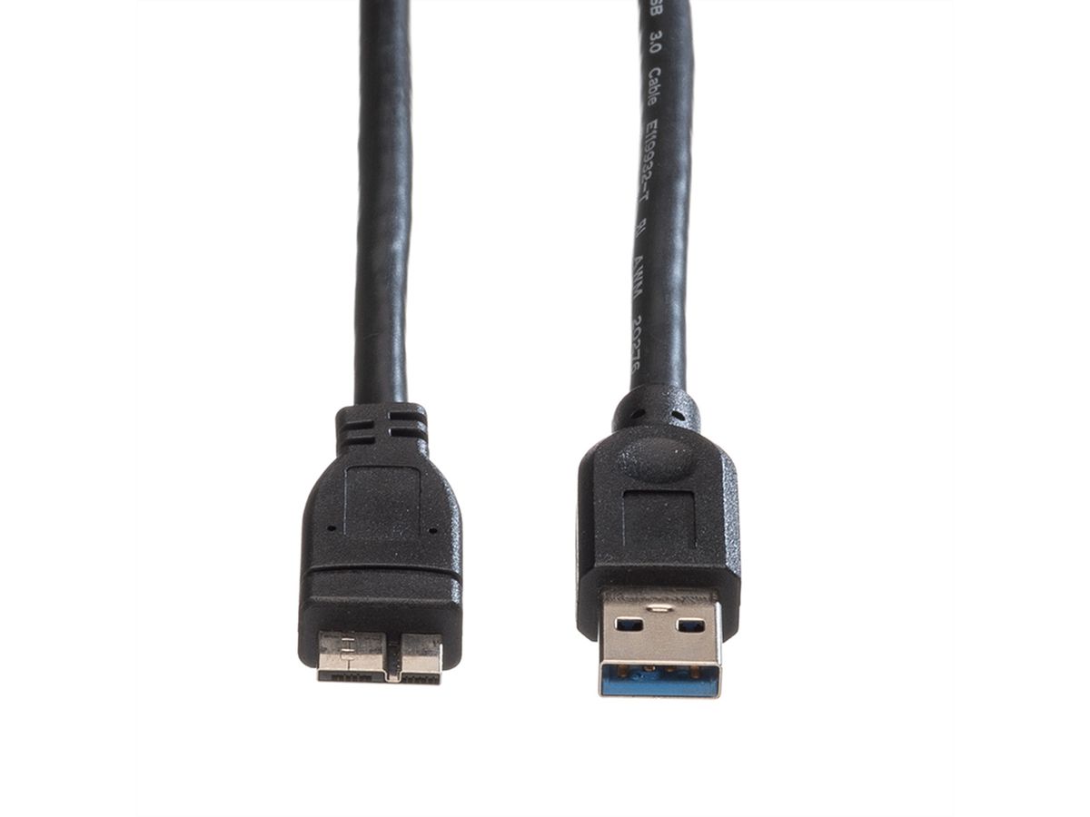 ROLINE USB 3.2 Gen 1 Kabel, A ST - Micro B ST, schwarz, 0,15 m