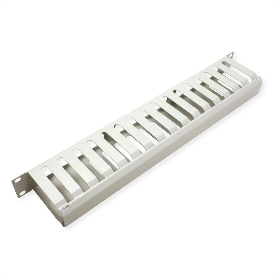VALUE 19-Zoll-Frontplatte 1 HE mit Rangierkanal 40 x 80 mm, grau