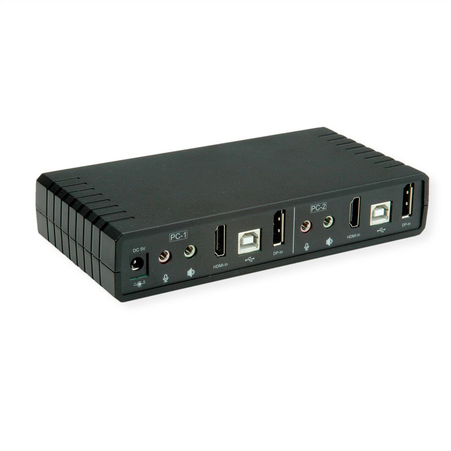 ROLINE KVM-Audio-Switch Dual Head HDMI 4K60, 1 User - 2 PC