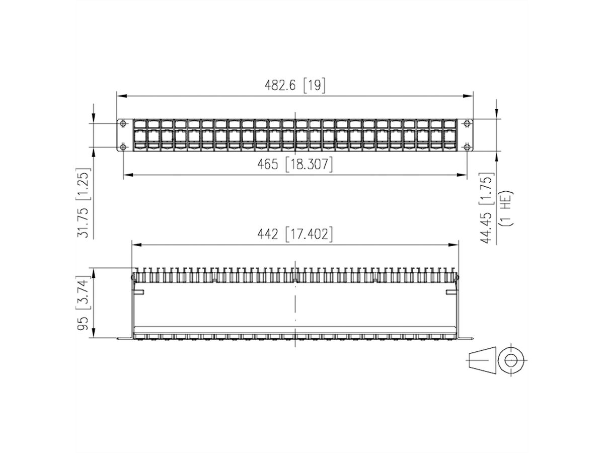 METZ CONNECT Keystone 19 Zoll Modulträger 1HE, 24 Port unbestückt, geschirmt, schwarz
