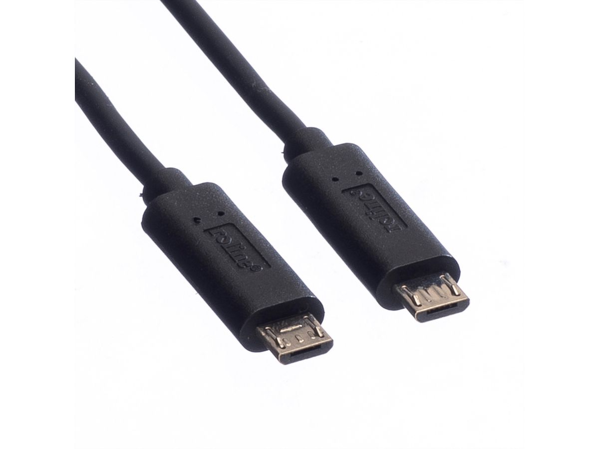 ROLINE USB 2.0 Ladekabel, Micro B - Micro B, ST/ST, schwarz, 0,3 m