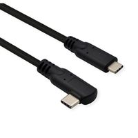 ROLINE USB 3.2 Gen 2x2 Kabel, USB C-C, ST/ST, 4K UHD-1, 20Gbit/s, Emark, 100W, gewinkelt, schwarz, 1 m