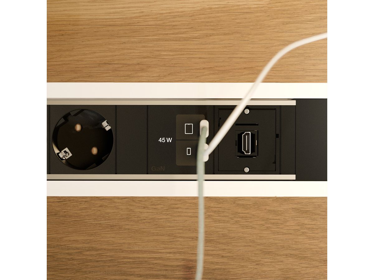 BACHMANN POWER FRAME 2xCEE7/3, 1xUSB C/C 45W 1xCM L=0,2m