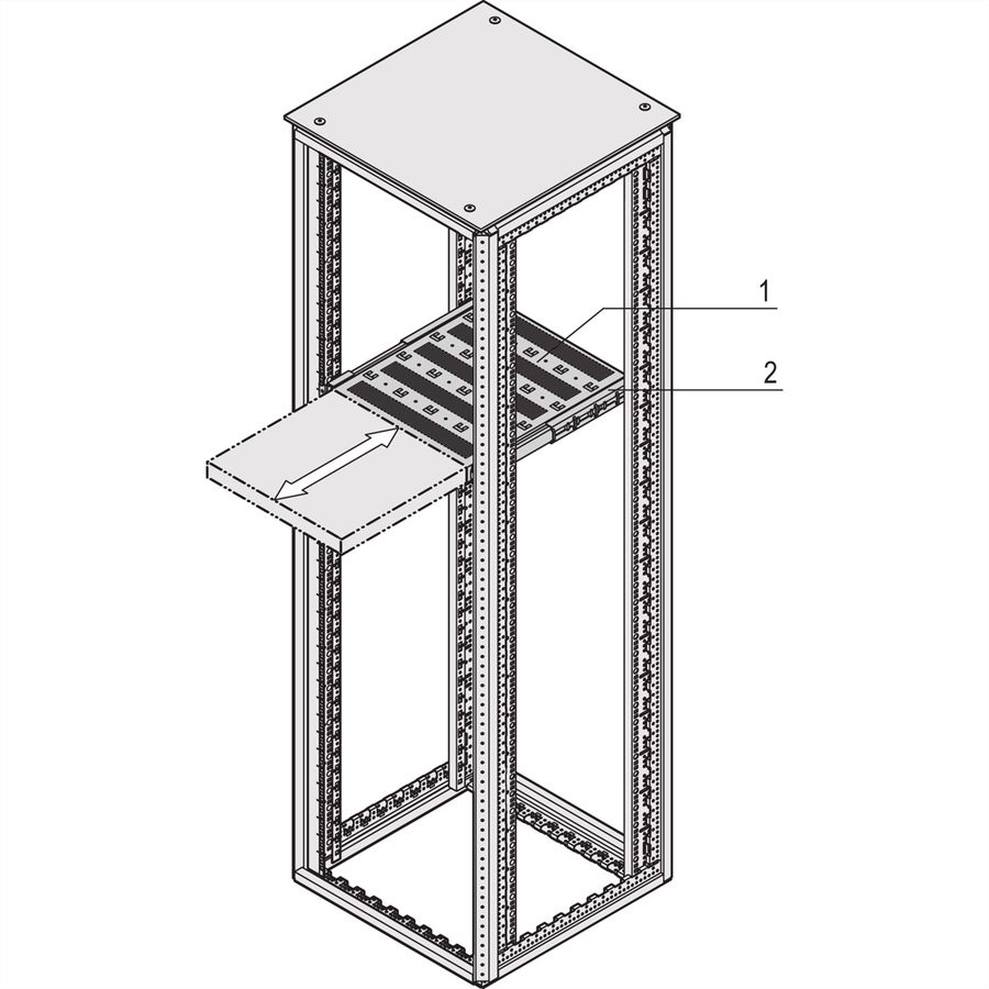 SCHROFF 19''-Fachboden ausziehbar - 19"FA AUS 1HE C=700 RED 7035