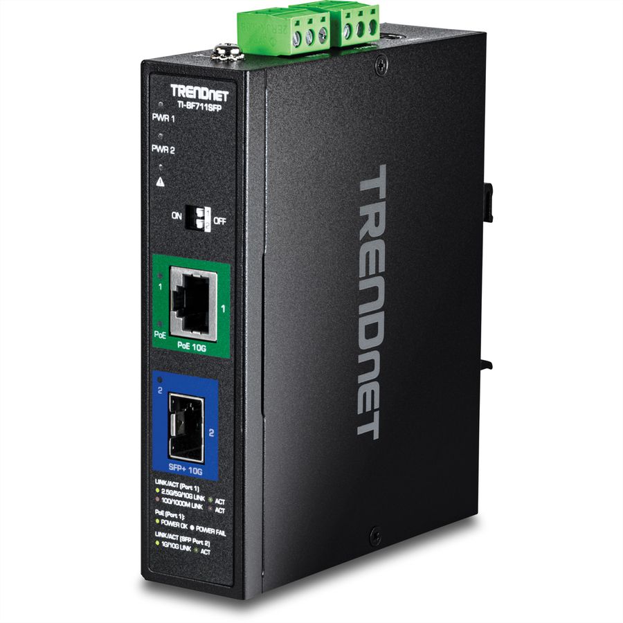 TRENDnet TI-BF711SFP Industrial Medienkonverter 10G SFP+ auf 10G  PoE++