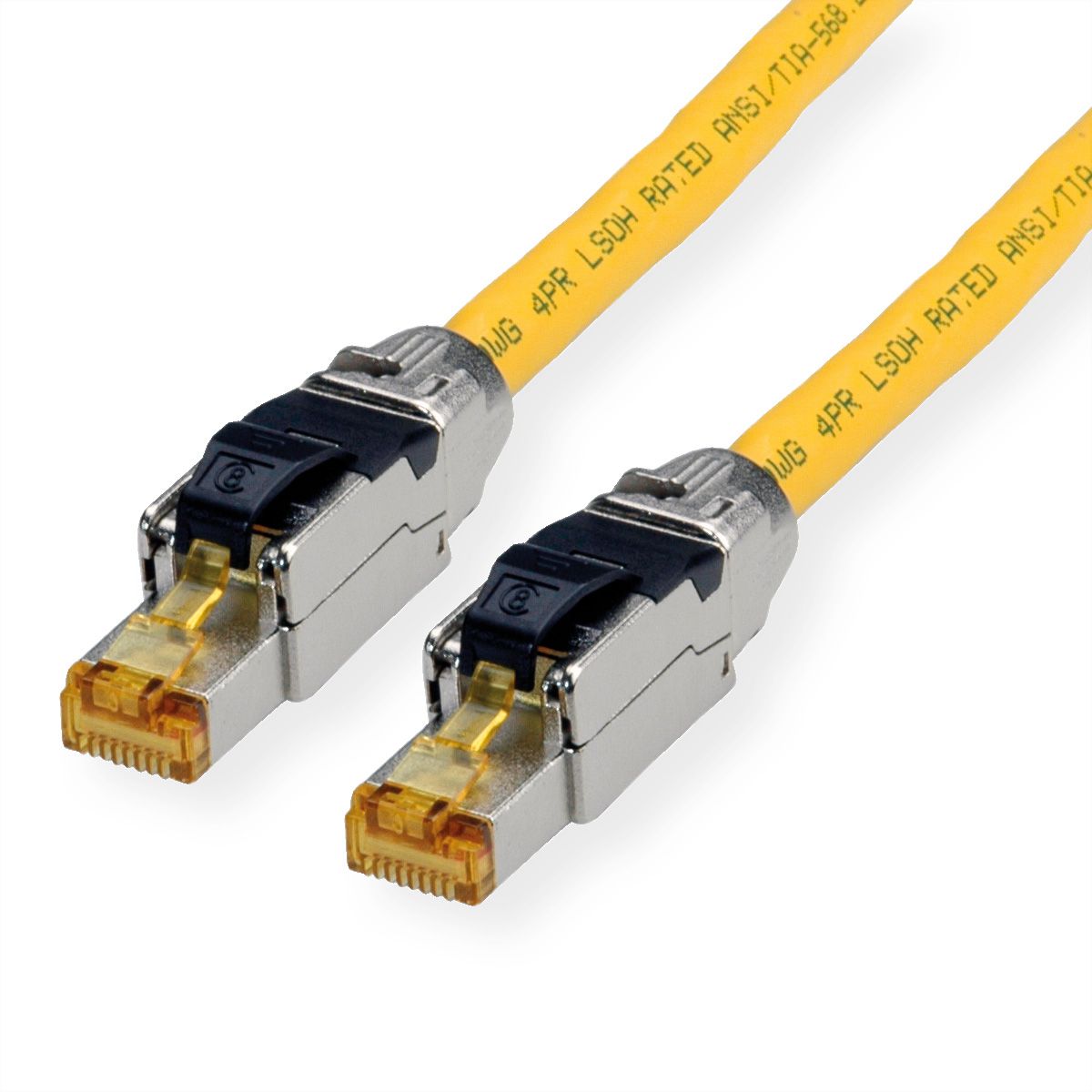 ROLINE S/FTP-(PiMF-) Patchkabel Cat.8 (Class I), LSOH, PoE, Massivdraht, gelb, 2 m