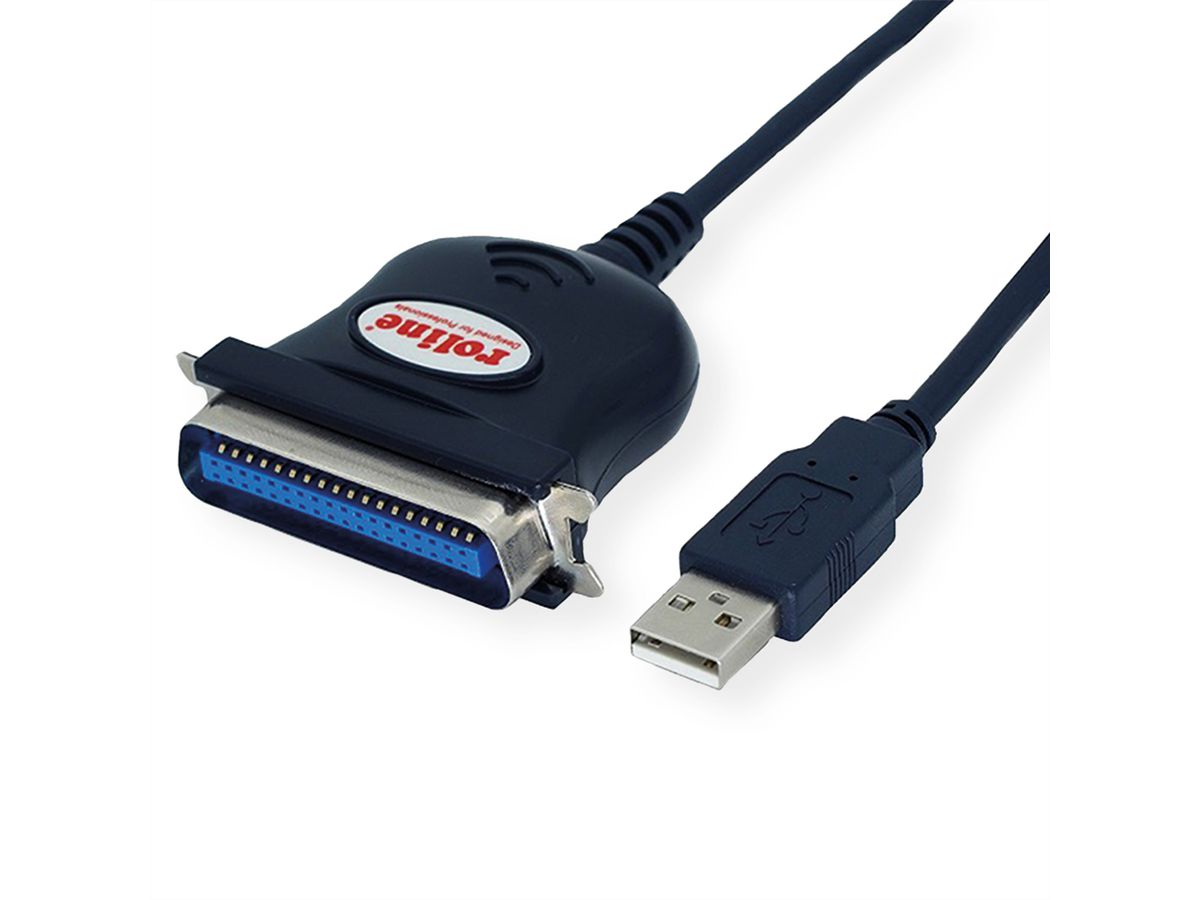 ROLINE USB Konverter Kabel USB nach IEEE 1284, schwarz, 1,8 m