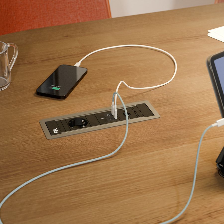 BACHMANN POWER FRAME 1xCEE7/3, 1xUSB C/C 45W 1xCM L=0,2m