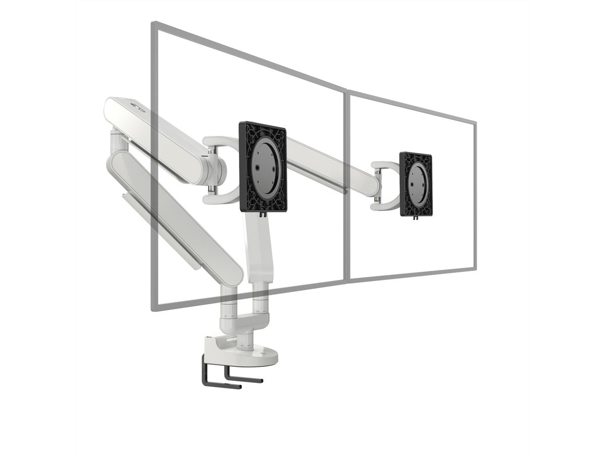 BACHMANN ZG2 Monitorarm DS weiß, Tischmontage, 17-34 Zoll, bis 11 kg