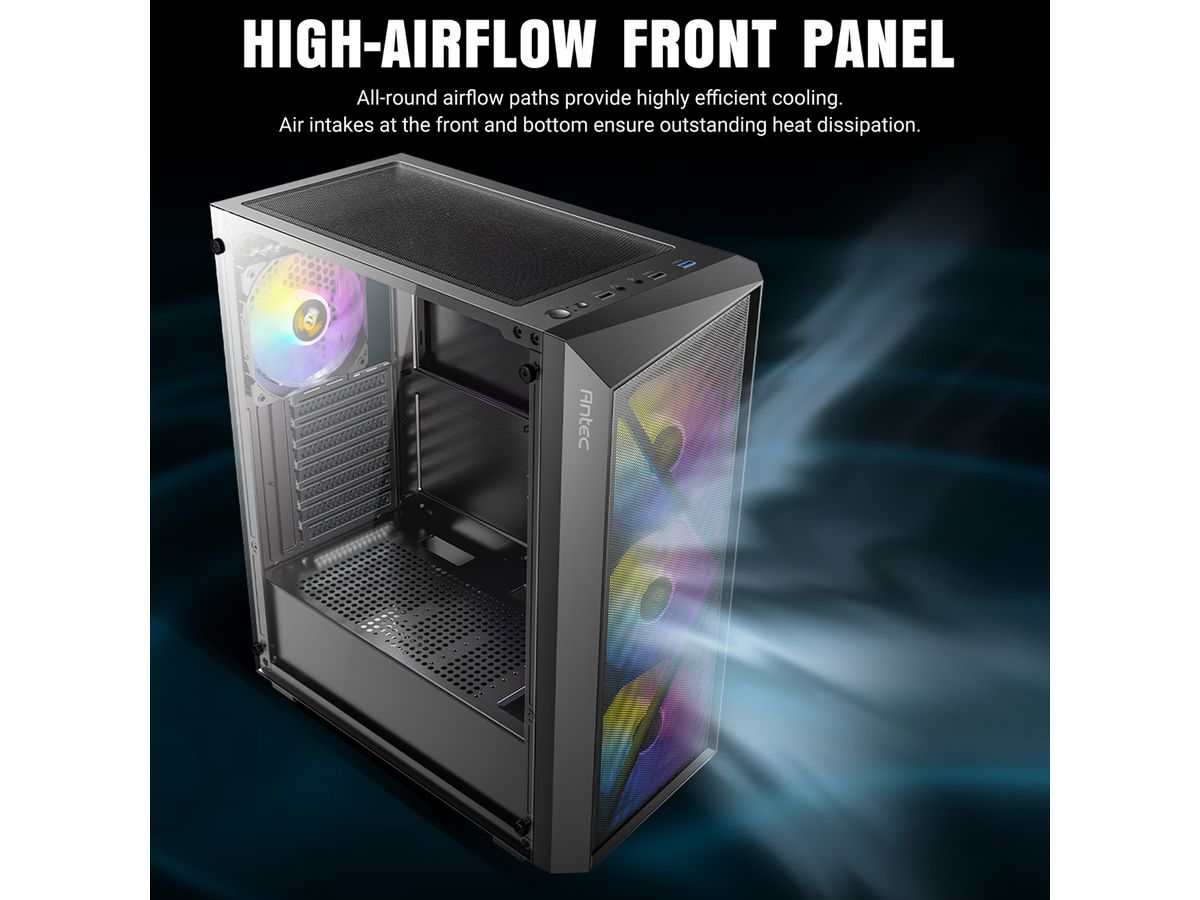 ANTEC AX67 ARGB PC Gehäuse Midi Tower Gaming ATX, schwarz