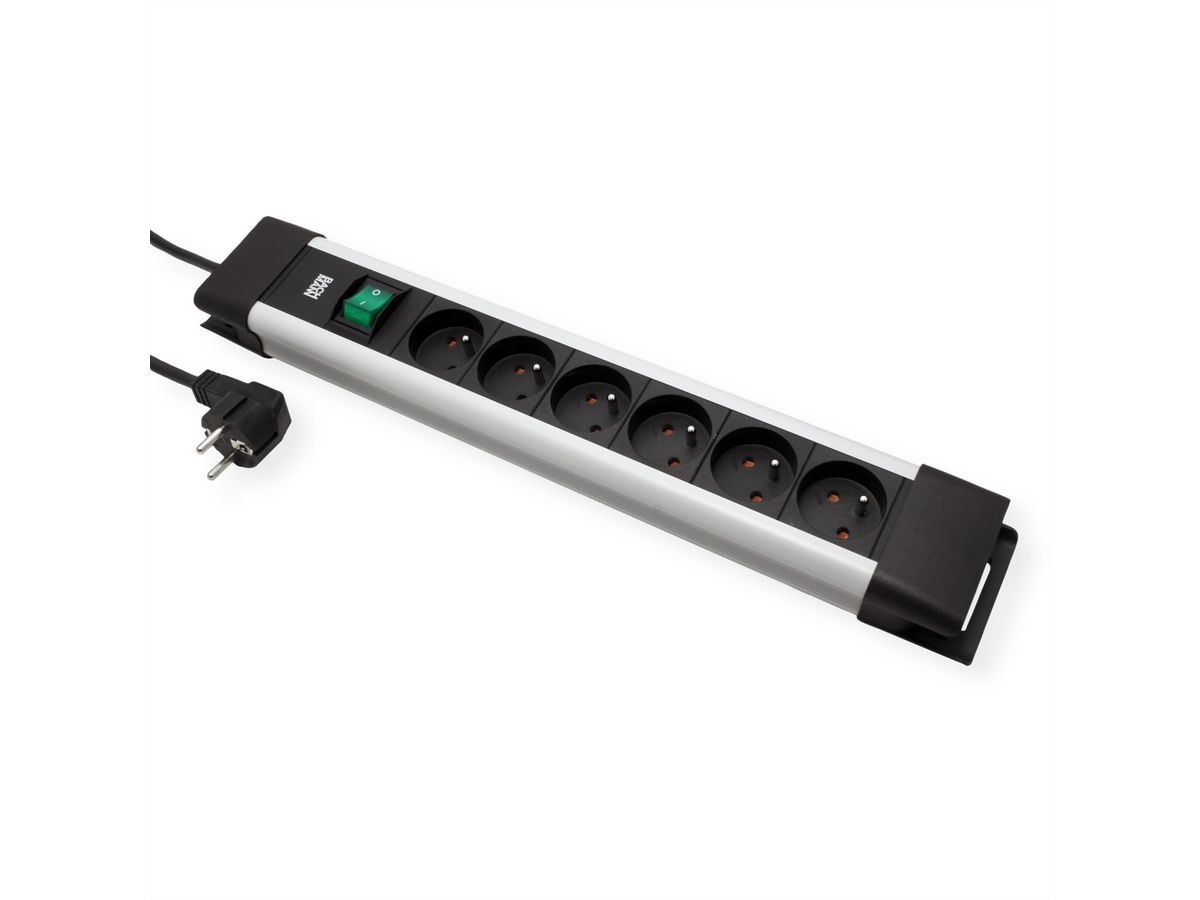 BACHMANN CONNECTUS 6xUTE, 1xSchalter 2,0m CEE7/7 Grau