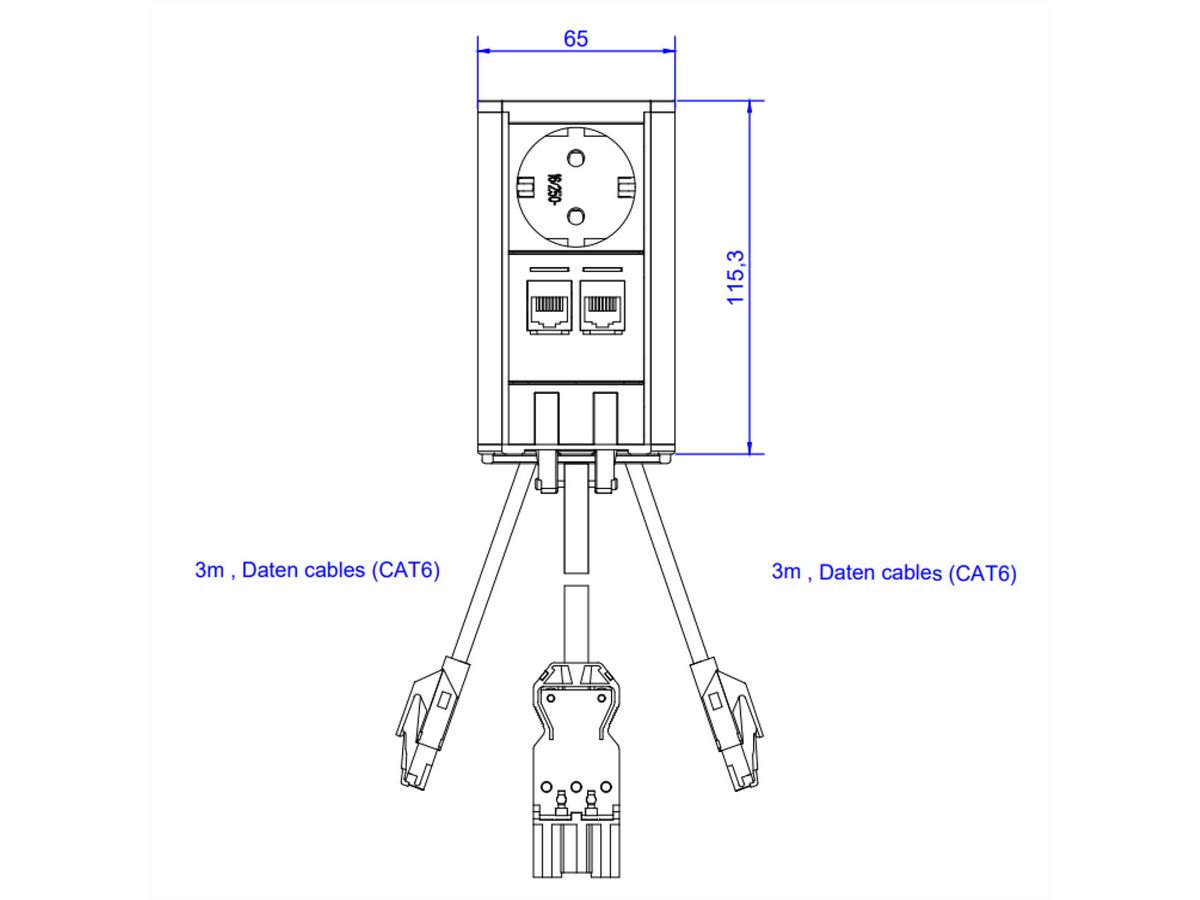 BACHMANN Elevator 1xCEE7/3 2xCAT6A 90°