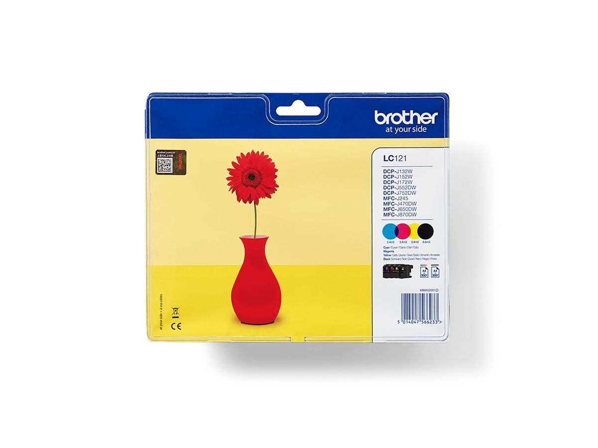 Brother LC121VALBP Druckerpatrone 4 Stück(e) Original Schwarz, Cyan, Magenta, Gelb