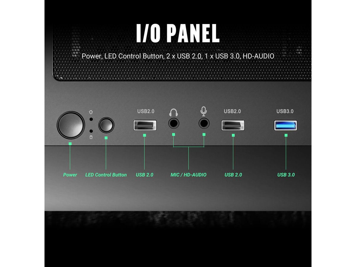 ANTEC AX65 ARGB PC Gehäuse Midi Tower Gaming ATX, schwarz