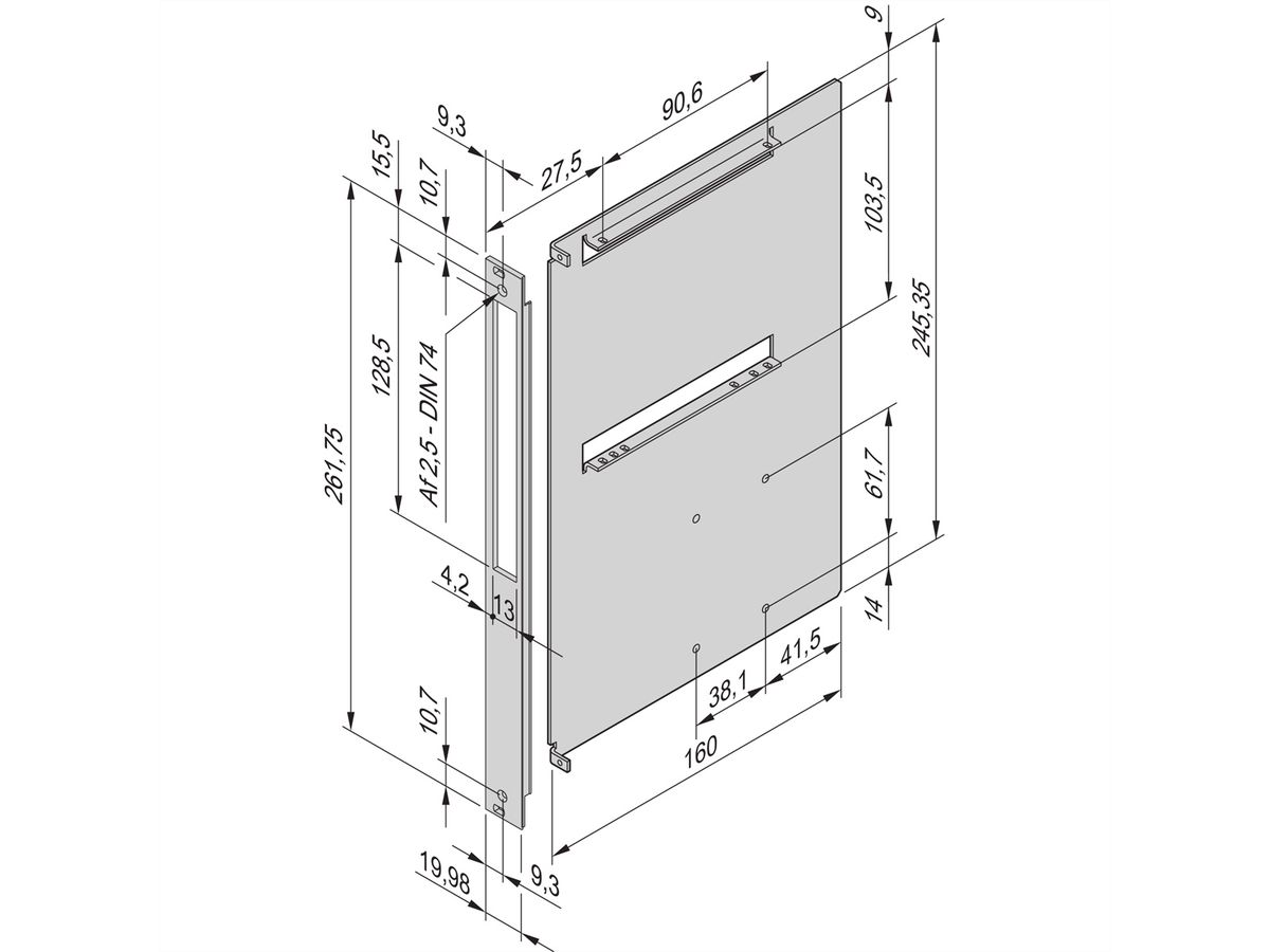 SCHROFF Laufwerkkassette mit U-Frontplatte geschirmt für Slim Line CD / DVD, HD 1 x 2,5", 6 HE vertikal - LWK 6HE 4TE SLIMLINE