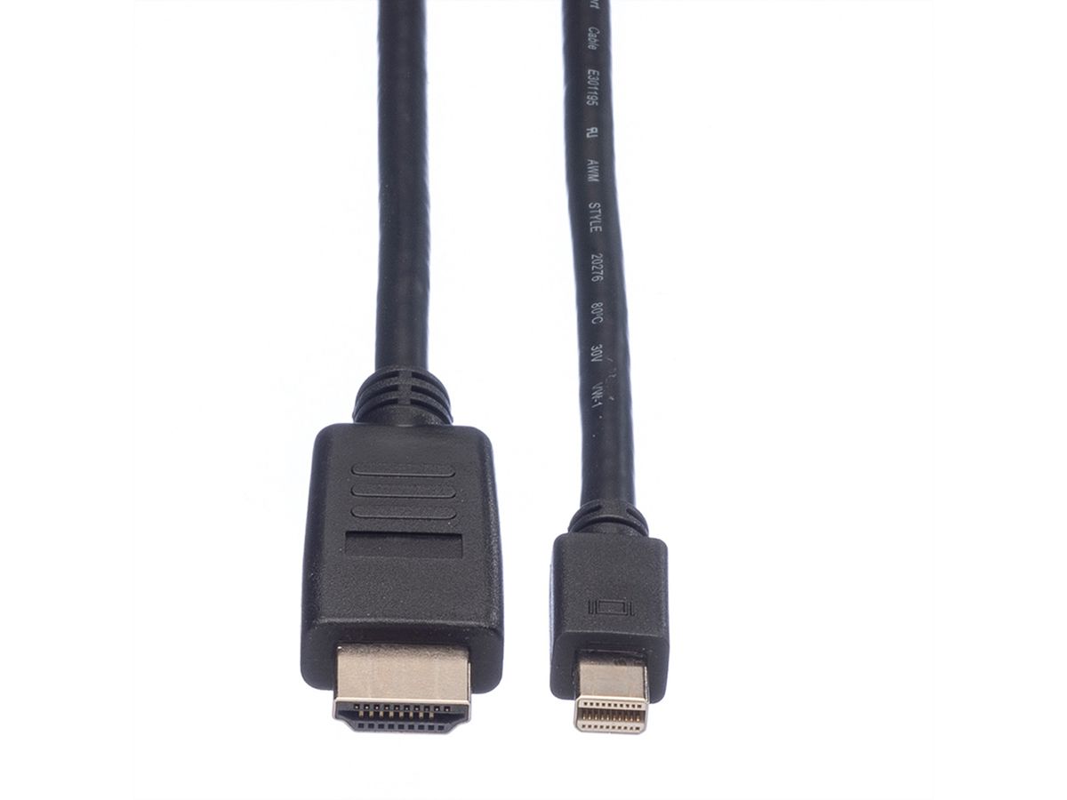 VALUE Mini DisplayPort Kabel, Mini DP-HDTV, ST/ST, schwarz, 3 m