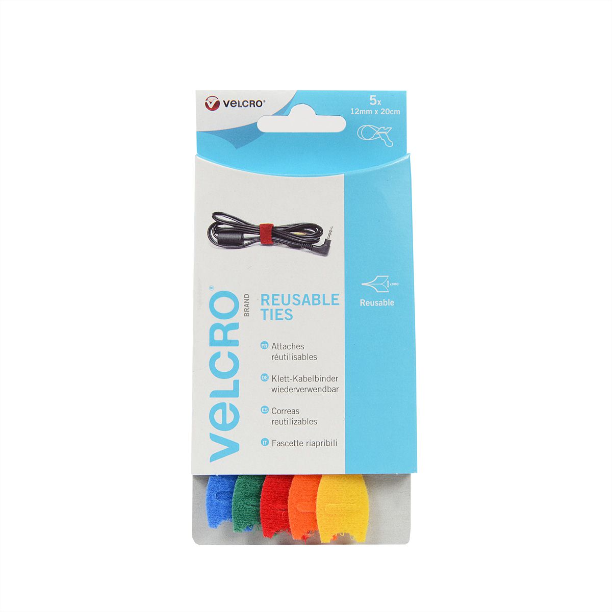 VELCRO® ONE-WRAP® Wiederverwendbare Klettstreifen, ONE-WRAP® Streifen 12mm x 20cm x 5 Multi