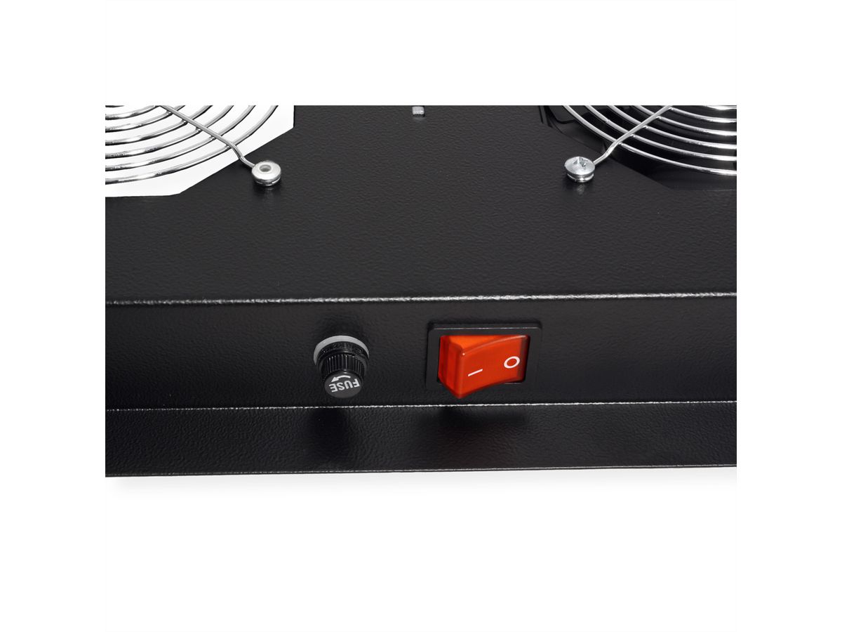ROLINE 19-Zoll Dachlüftereinheit 2 Lüfter, Thermostat , schwarz