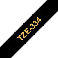 Brother TZE-334 Etiketten erstellendes Band Gold auf Schwarz