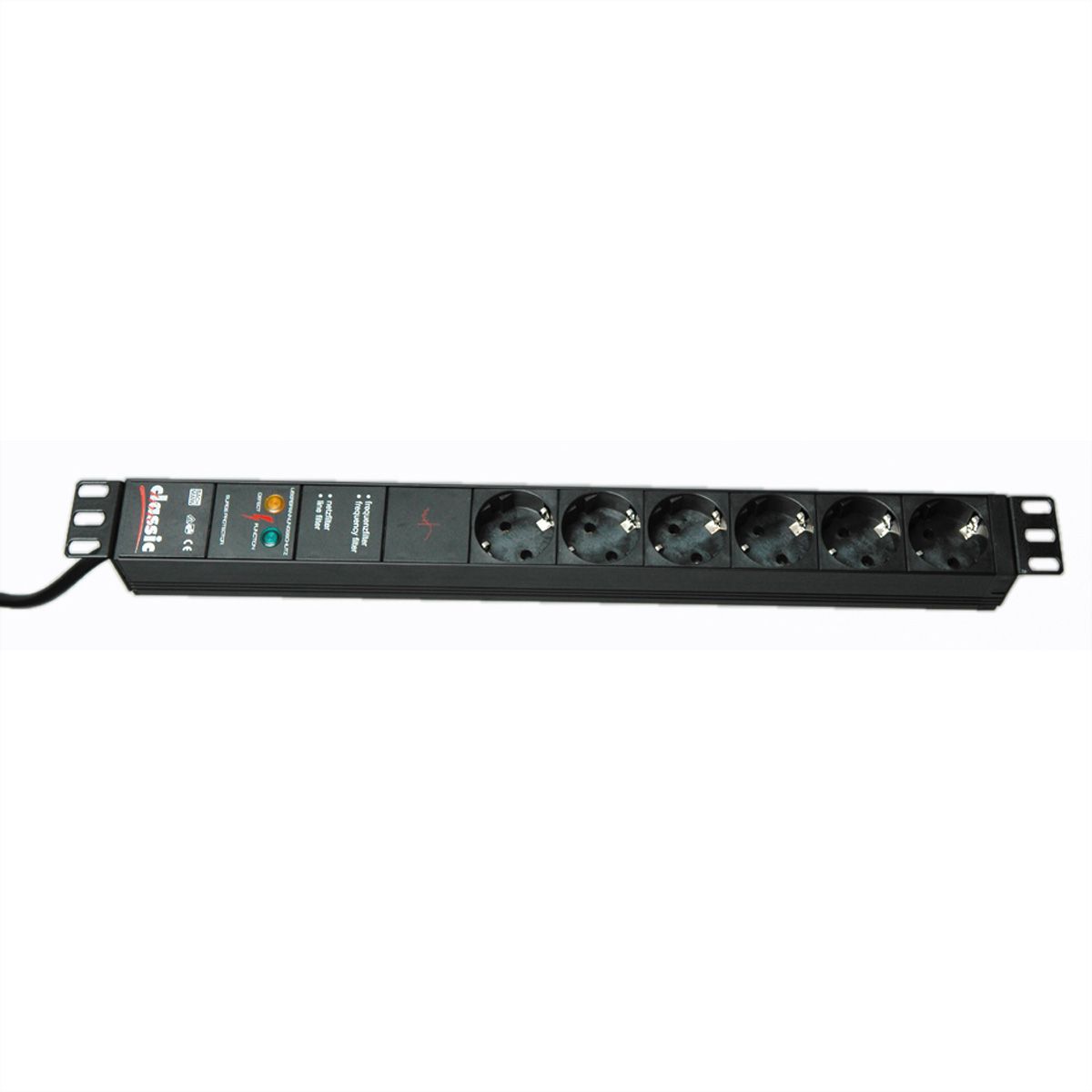 BACHMANN 19" Steckdosenleiste 6-fach mit GVS ohne Schalter, schwarz