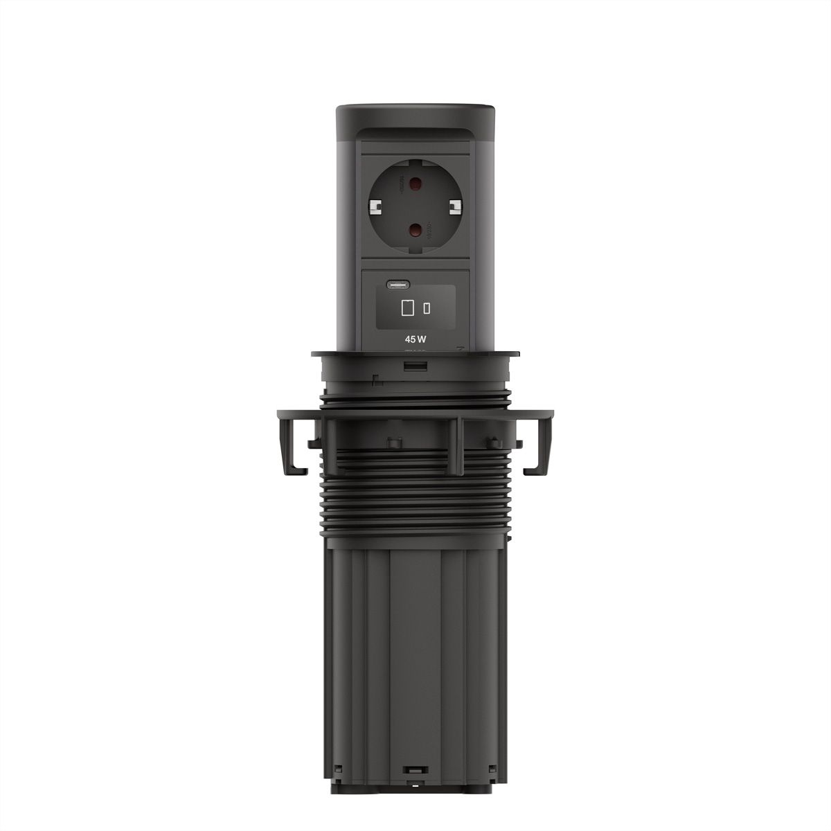 BACHMANN ELEVATOR2 1xCEE7/3 1xUSB C/C45W, Wireless Charger 15W RAL 9005 2,0 m AEH