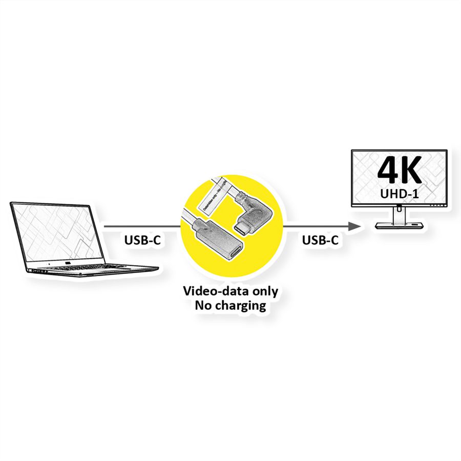 ROLINE Video-Verlängerungskabel (DP Alt Mode), USB Typ C-C, ST/BU, schwarz, 2 m